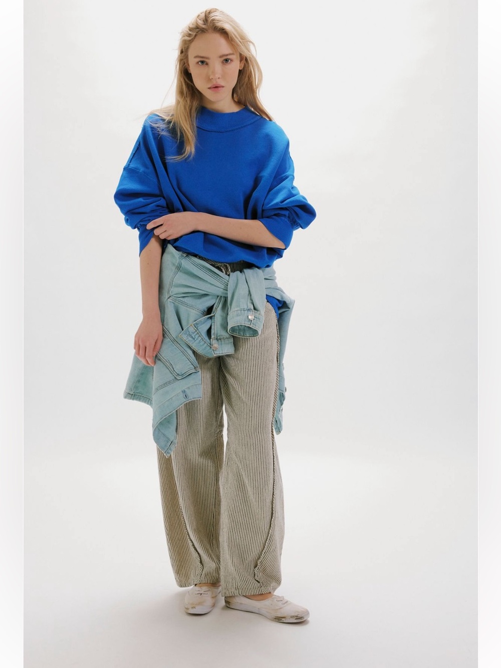Free People We The Free Palm Springs Pullover Size Medium Sapphire